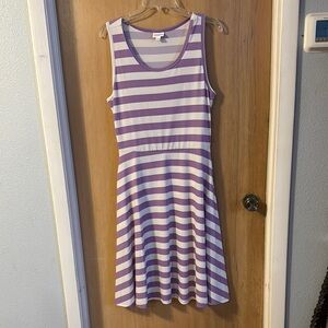 LuLaRoe Purple and White Striped Dress